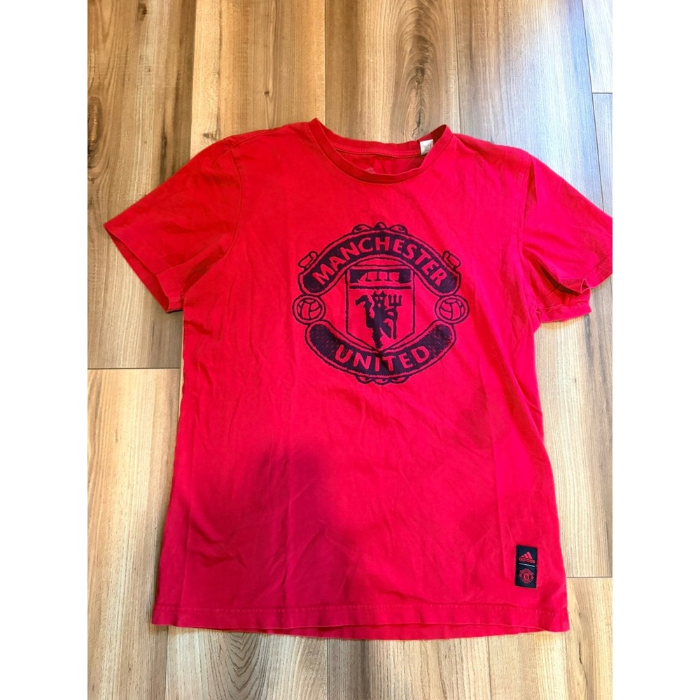 Adidas Manchester United T-shirt Men's Medium Red Cotton
